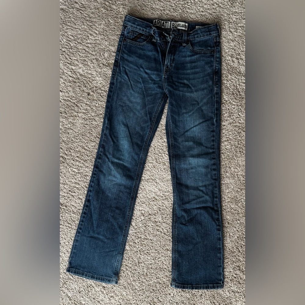Ariat Kids Dark Blue Jeans Sz 14 relaxed fit adjustable waistband 002